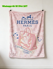 Hermès Pink Birkin Pop Art Flannel Throw Blanket IMG_5061